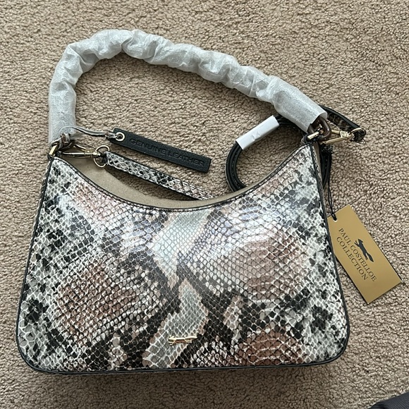 Paul Costelloe 100% Leather Python Print Shoulder Bag - Picture 4 of 7